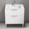 Free Standing Bathroom Vanity, Modern, Chrome Handles, 28